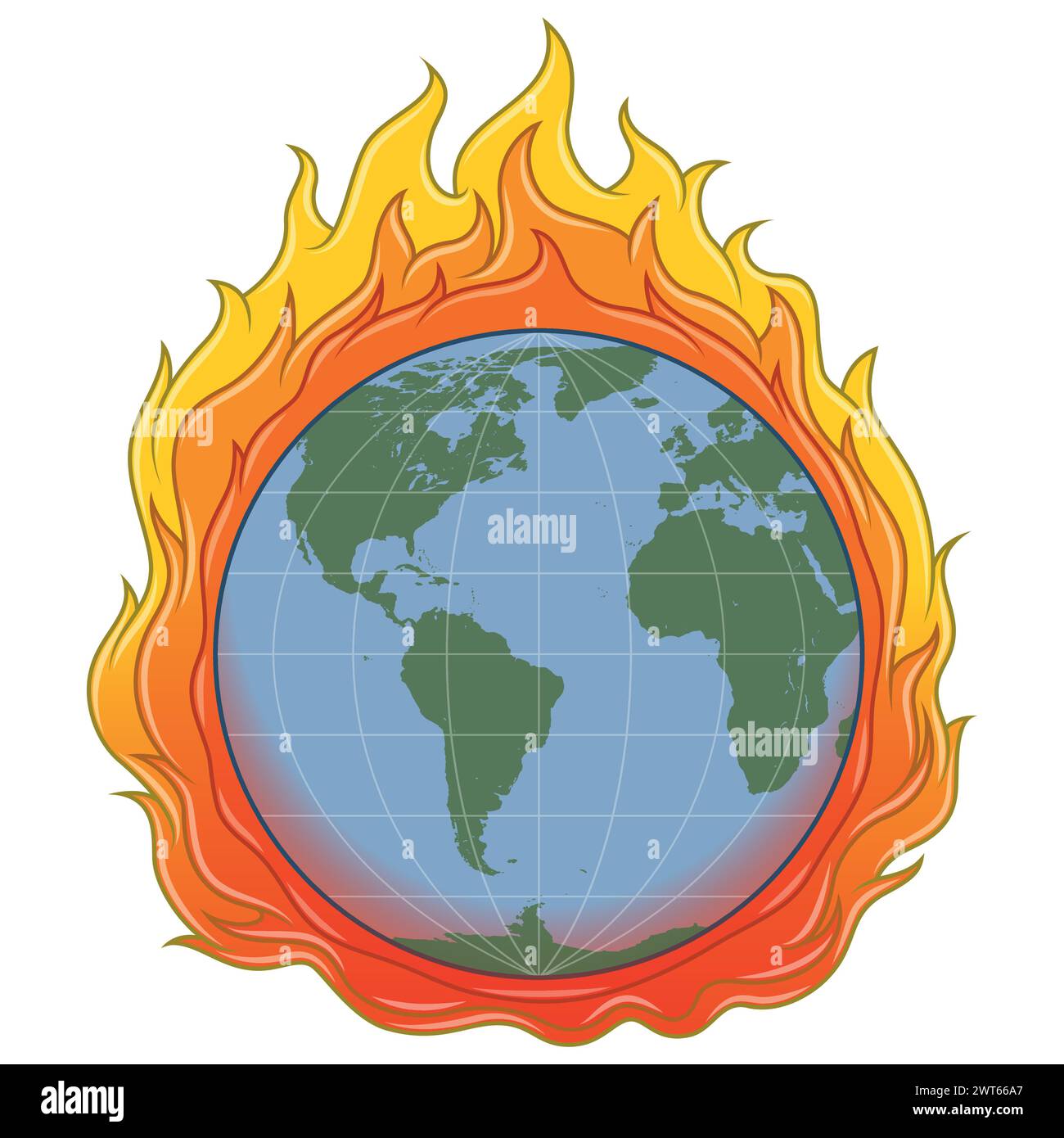 Disegno vettoriale del mondo sotto gli effetti del riscaldamento globale Illustrazione Vettoriale