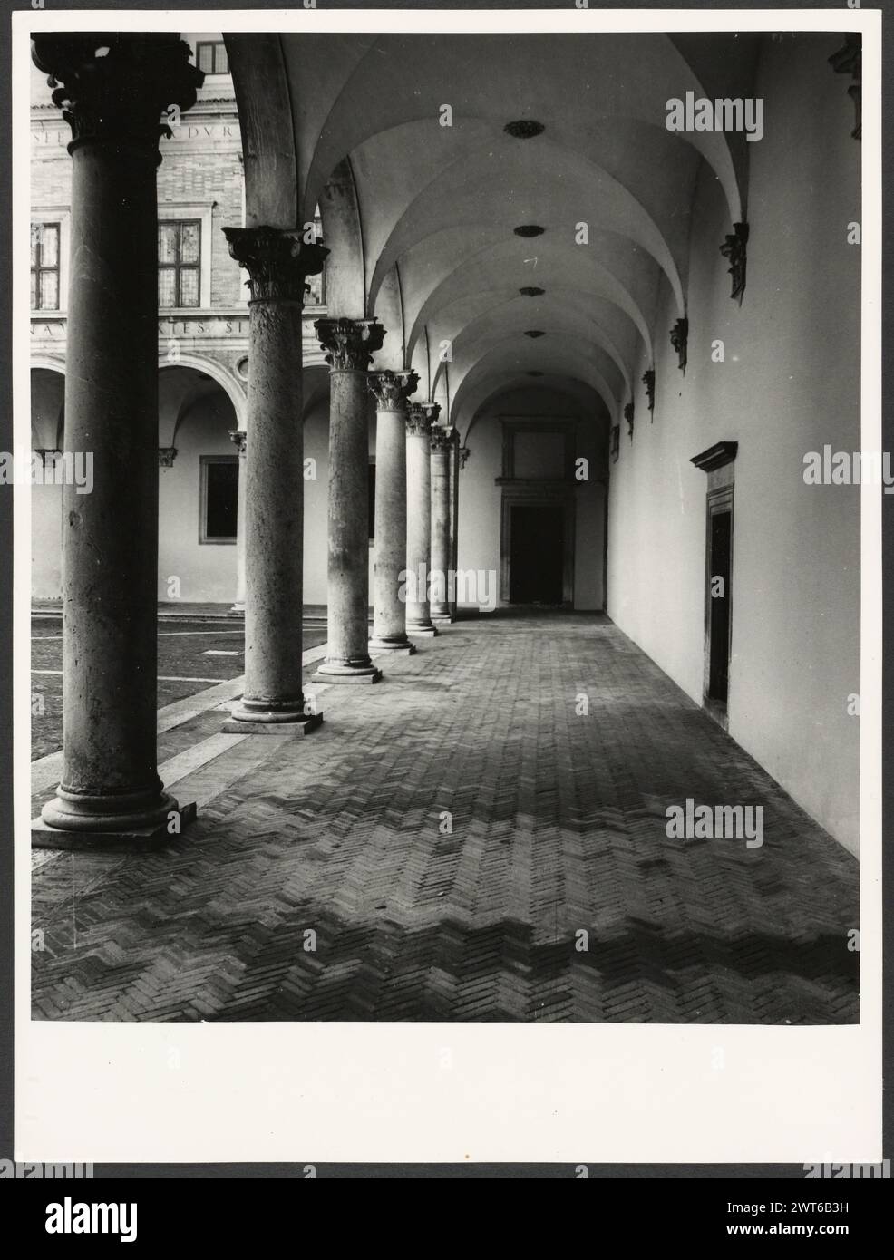 Marce Urbino Palazzo Ducale, Galleria Nazionale delle Marche. Hutzel, Max 1960-1990 Post-medievale: Primo piano: Politici, trittici, crocifissi, quadri, sculture, affreschi oggi ospitati nel Museo; decorazione in stucco in cappelle private Note sull'oggetto: vedi anche urbano, Museo Albani. Con entrambi i siti i neghi arrivarono separatamente dalle stampe, ma tutti i neghi furono etichettati come Urbino, Palazzo Ducale, rendendo difficile abbinare alcuni negativi alle loro stampe. Il fotografo e studioso tedesco Max Hutzel (1911-1988) fotografò in Italia dai primi anni '1960 fino alla sua morte. Il risultato di t Foto Stock