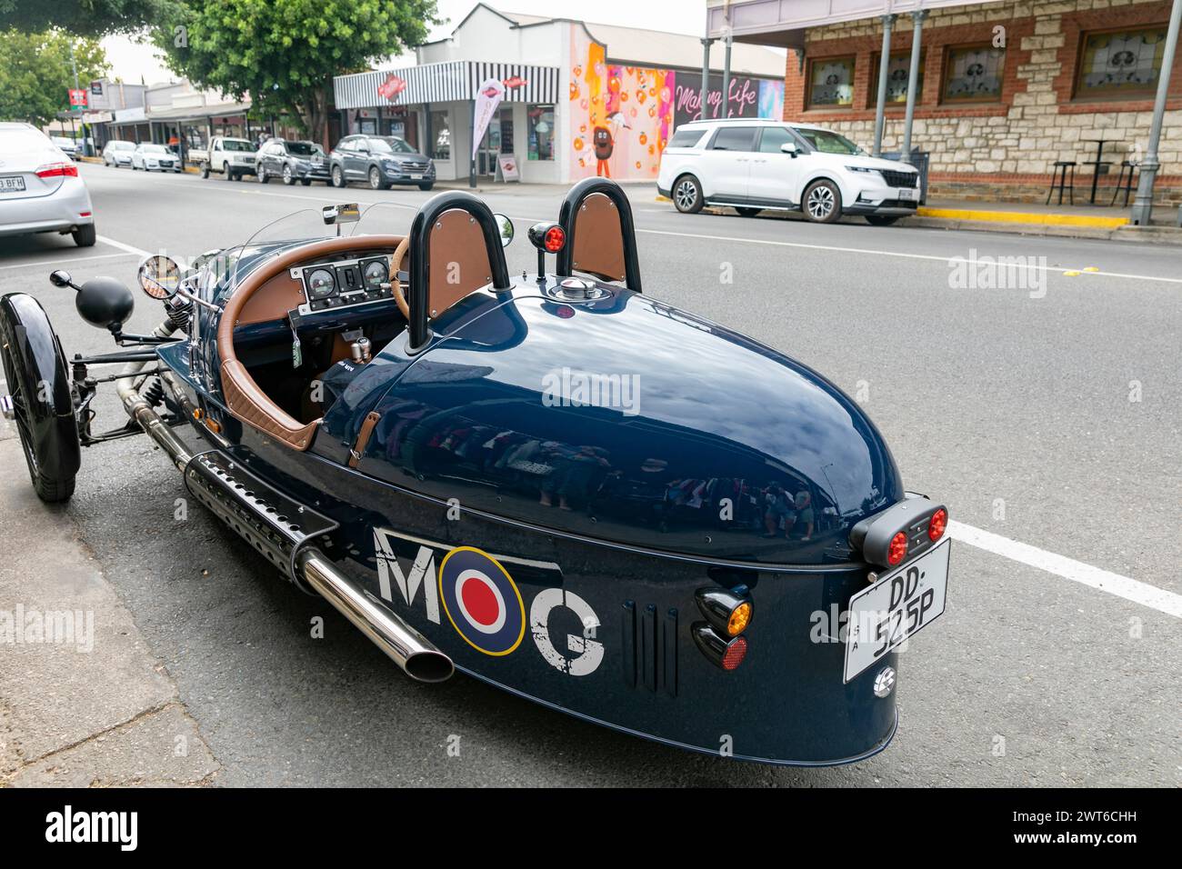 Morgan 3, auto sportiva prodotta dalla società britannica Morgan, parcheggiata a Tanunda nella Barossa Valley, Australia meridionale Foto Stock