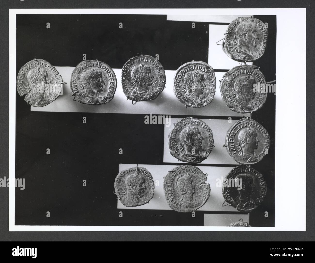 Abruzzo Chieti Chieti Museo Nazionale di Antichita83. Hutzel, Max 1960-1990 Vista esterna di parte dell'ex Villa Frigeri, che insieme ad un vicino palazzo, ospita il Museo Nazionale di Antichita. Viste anche dei giardini, della fontana (XVII secolo) e degli interni restaurati. Il cosiddetto "Guerriero di Capestrano" (V secolo a.C.) si trova nella collezione di antichità sotto uomini, giovani, Guerrieri--pietra--Etruschi, Italiani. Le vedute di Hutzel includono statue, monumenti funerari, busti ritratti e mosaici, molti dei quali sono stati scavati da Alba Fucens. Hutzel ha prestato particolare attenzione Foto Stock