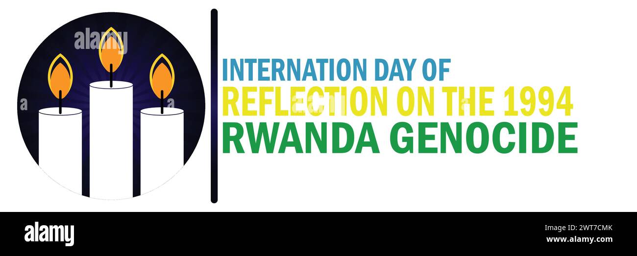 Giornata internazionale di riflessione sul genocidio del Ruanda del 1994. Adatto per biglietti d'auguri, poster e striscioni. Illustrazione Vettoriale