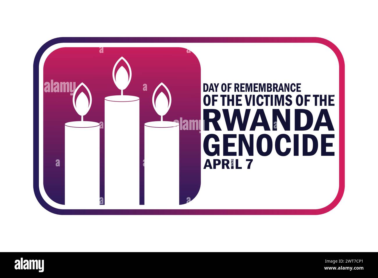 Giorno della memoria delle vittime del genocidio del Ruanda. 7 aprile. Concetto di vacanza. Modello per sfondo, banner, scheda, poster con testo Illustrazione Vettoriale