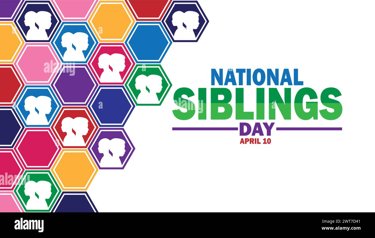 Carta da parati National Siblings Day con tipografia. Festa nazionale dei fratelli, antefatti Illustrazione Vettoriale