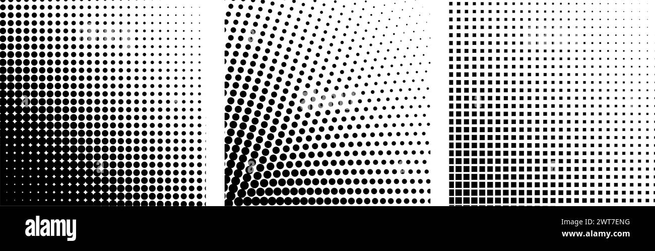 Serie di puntini mezzitoni. sfondo con ripetizione geometrica tratteggiata. Illustrazione vettoriale Illustrazione Vettoriale