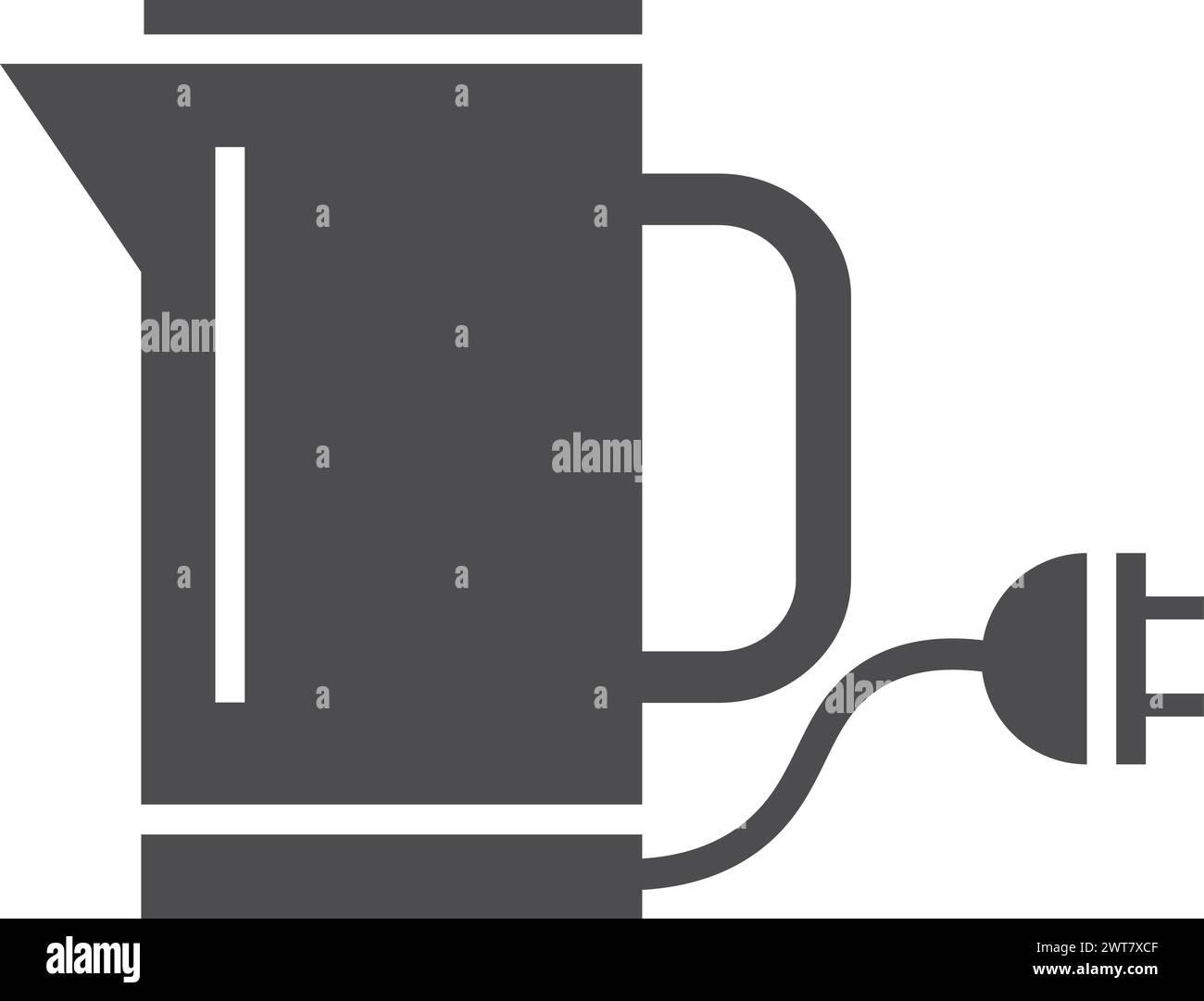 Icona del bollitore elettrico. Teiera nera. Elettrodomestici da cucina Illustrazione Vettoriale