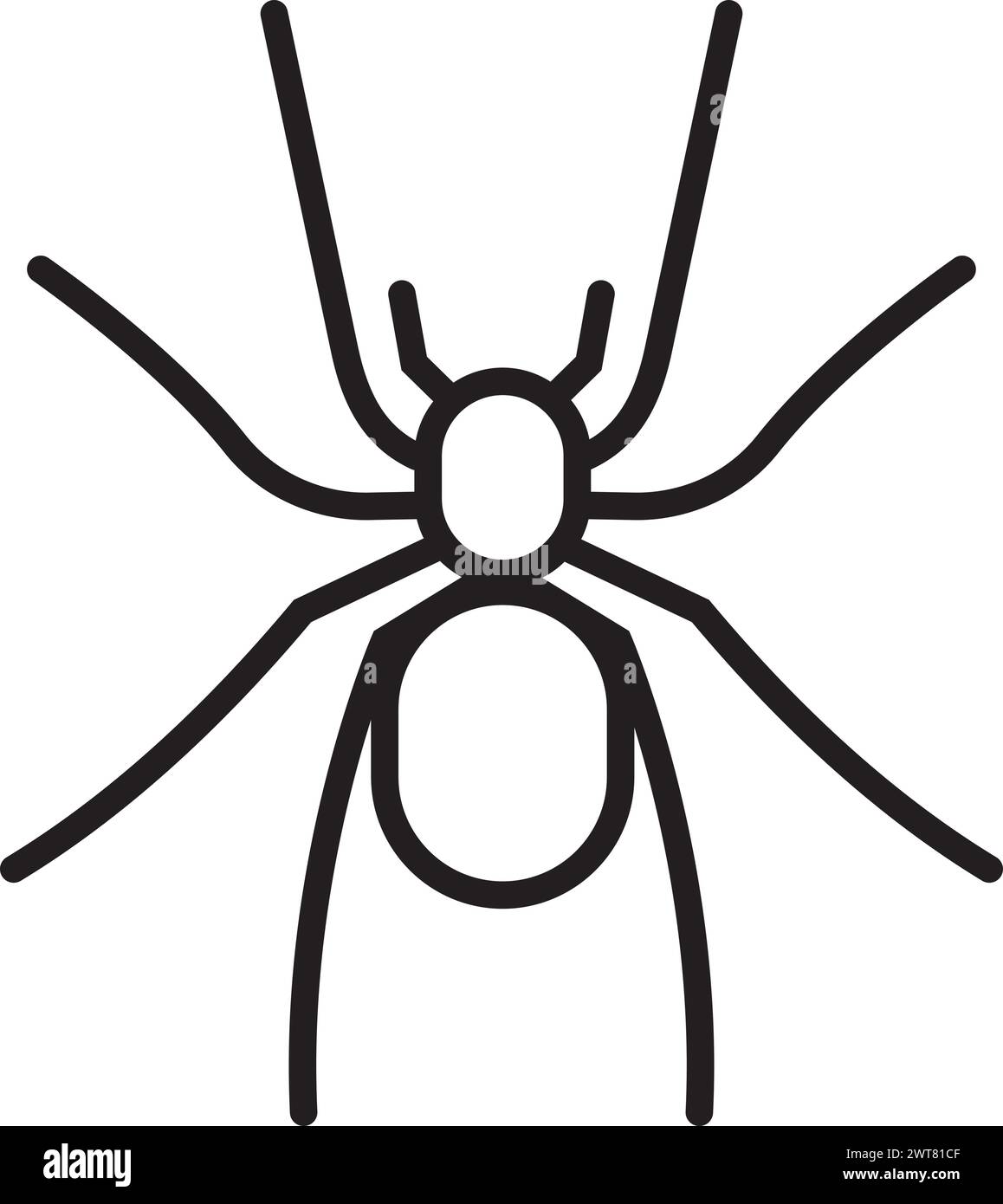 Icona ragno. Insetto lineare. Simbolo di animale appeso Illustrazione Vettoriale