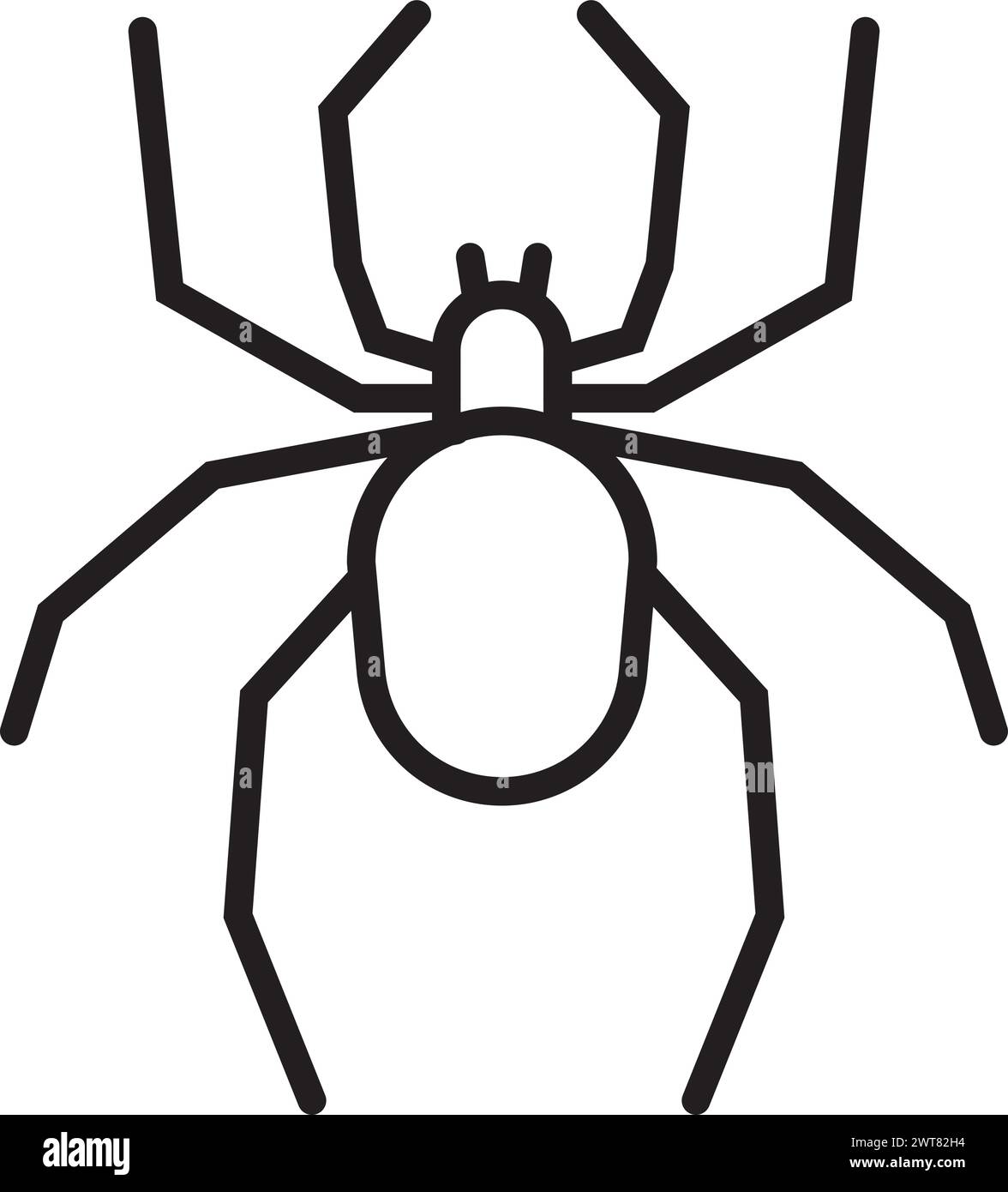 Icona lineare ragno. Simbolo di insetto con contorno nero Illustrazione Vettoriale