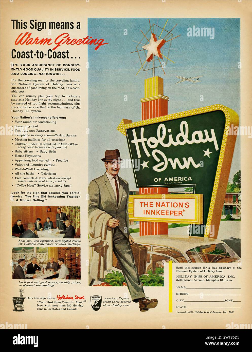 Holiday Inn (19 - pubblicità della rivista Vintage americana Foto Stock