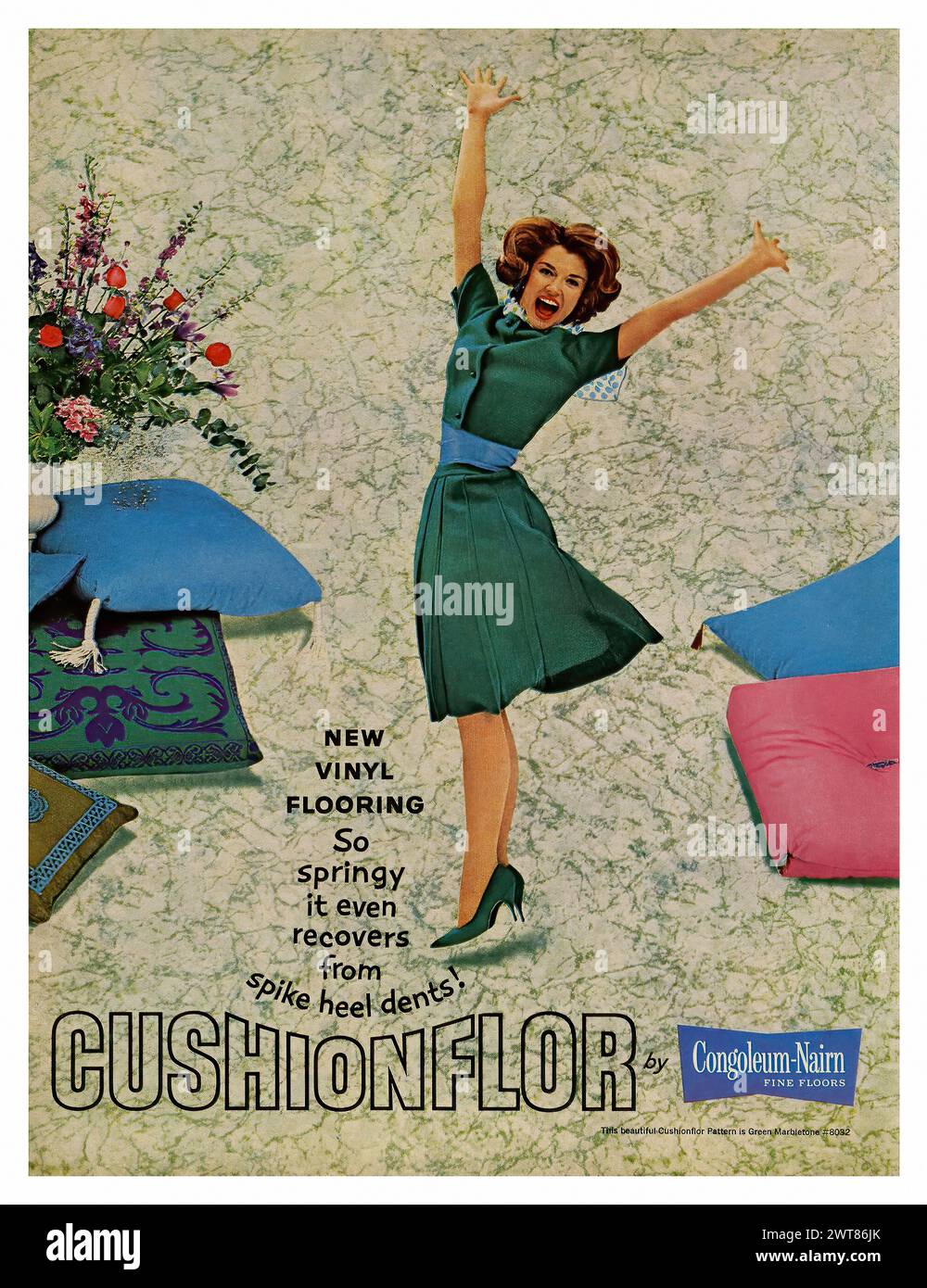 Cushionflor (1963) - pubblicità per riviste americane d'epoca Foto Stock