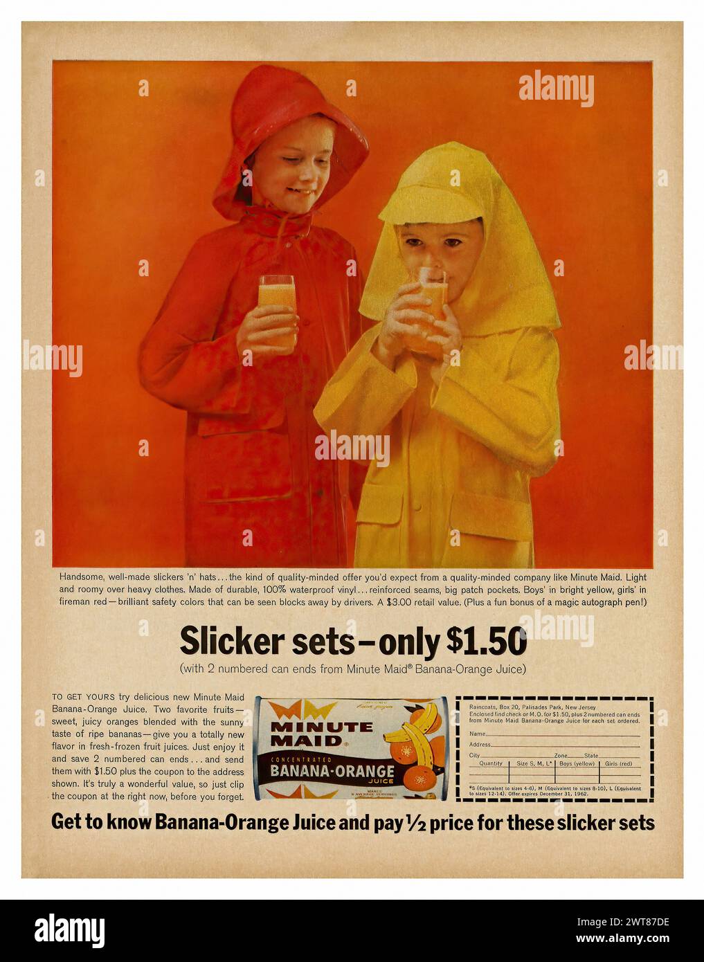 Minute Maid Banana-Orange Juice (1966) - pubblicità per la rivista Vintage americana Foto Stock