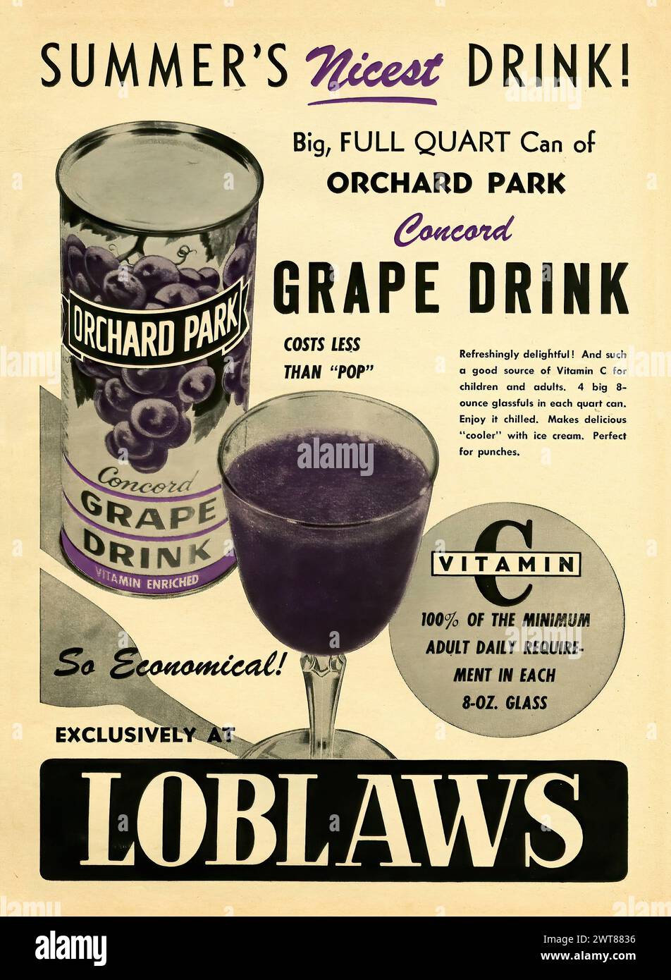 La bevanda più bella dell'estate - pubblicità della rivista Vintage americana Foto Stock