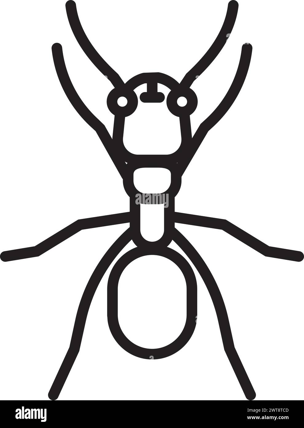 Icona ANT. Simbolo di insetto lineare. Logo entomologico Illustrazione Vettoriale