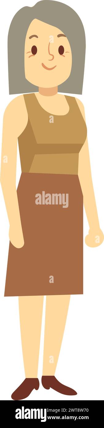 Carattere di donna di mezza età. Personaggio femminile adulto Illustrazione Vettoriale