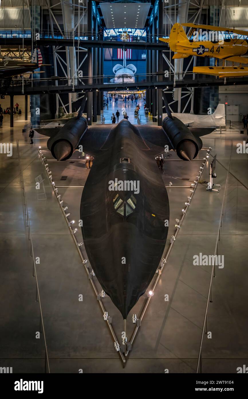 Il Lockheed SR-71 Blackbird visto allo Steven F. Udvar-Hazy Center National Air and Space Museum di Chantilly, Virginia. Foto Stock