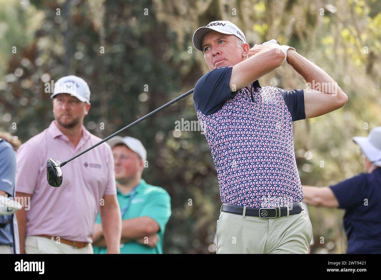 16 marzo 2024: Martin Laird colpisce il suo tee shot sulla nona buca durante il terzo round del PLAYERS Championship al TPC Sawgrass di Ponte Vedra, FL. Grigio Siegel/CSM Foto Stock