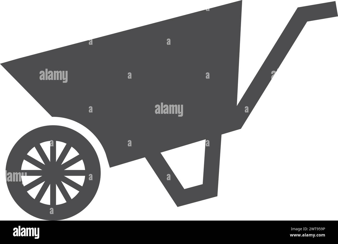 Icona carriola nera. Simbolo del giardinaggio. Trasporto agricolo Illustrazione Vettoriale