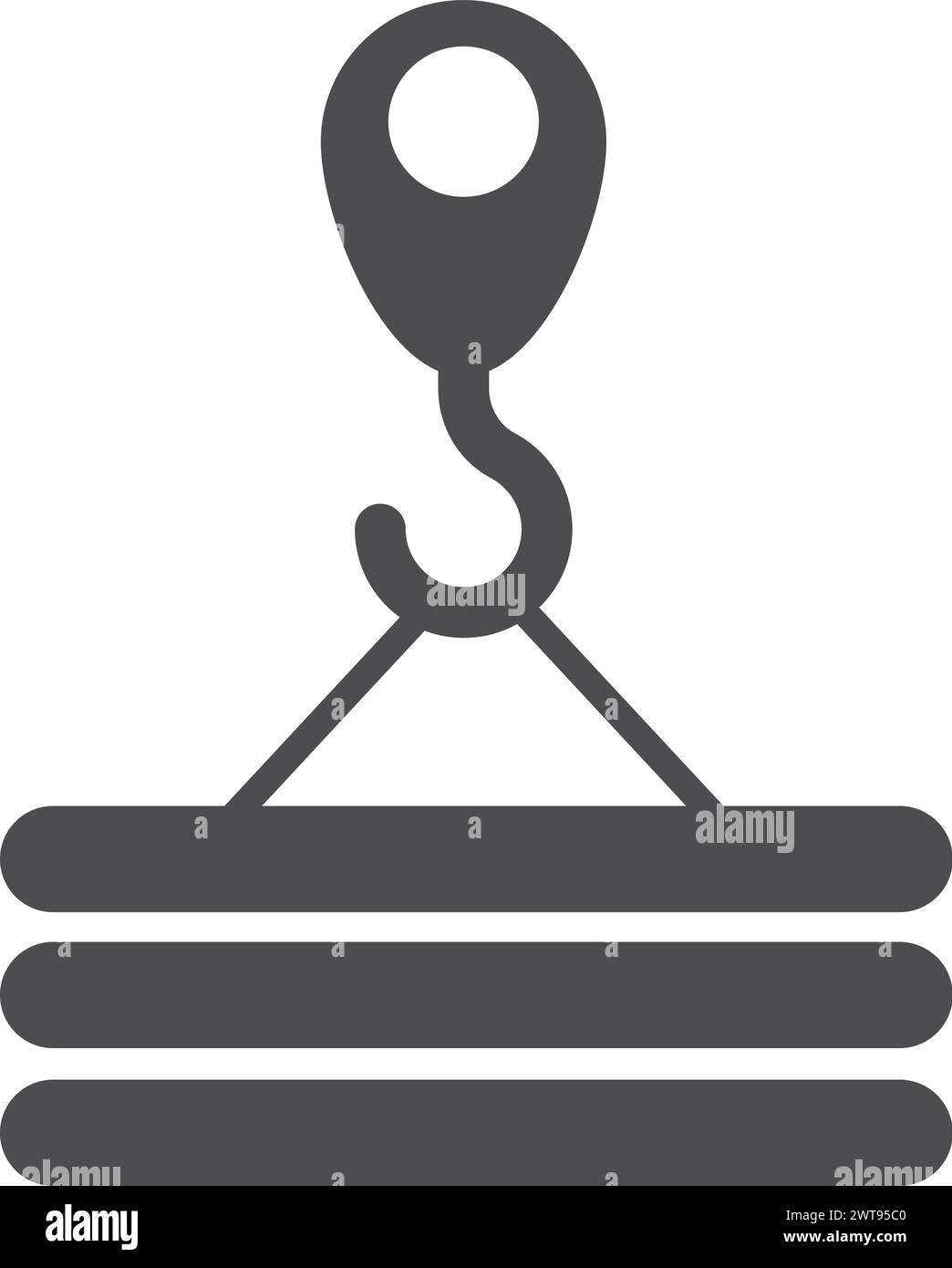 Icona nera di costruzione. Gancio gru con pannelli Illustrazione Vettoriale