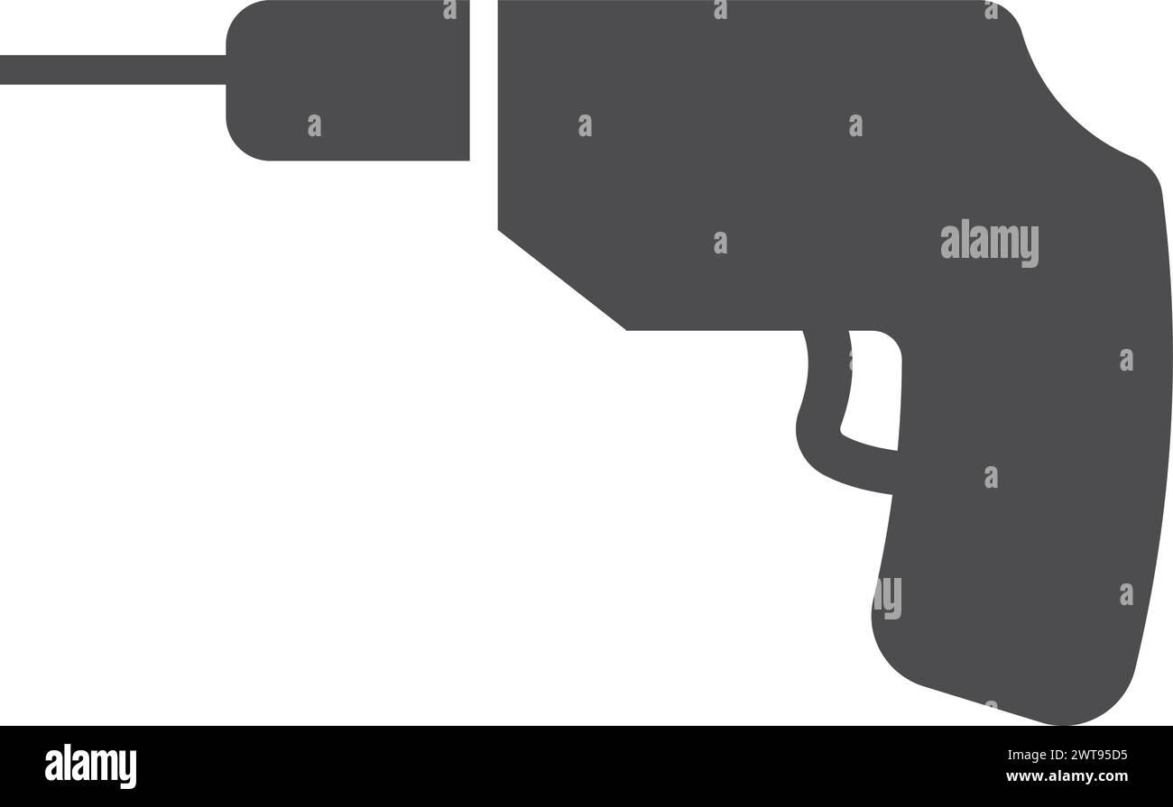 Icona nera trapano elettrico. Utensile di riparazione industriale Illustrazione Vettoriale