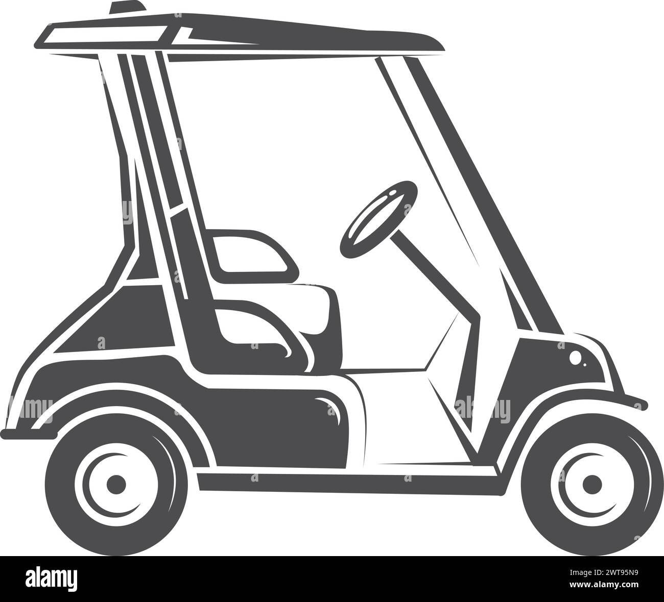 Icona nera golf car. Club sportivo hobby Illustrazione Vettoriale
