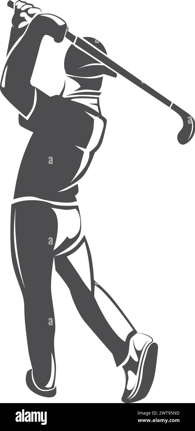Icona giocatore di golf. Logo Sport Club Black Illustrazione Vettoriale