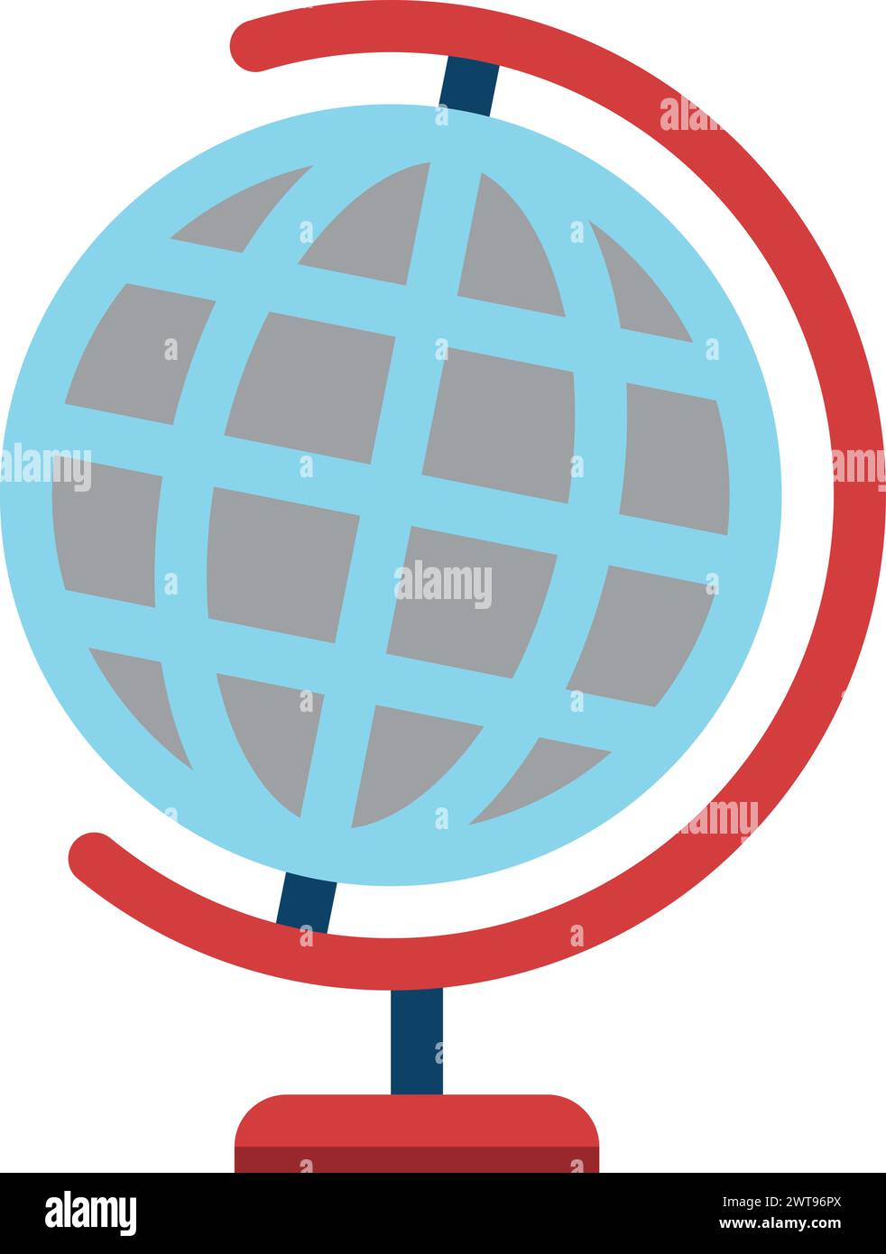 Icona a forma di globo piatta. Simbolo dello strumento geografico scolastico Illustrazione Vettoriale