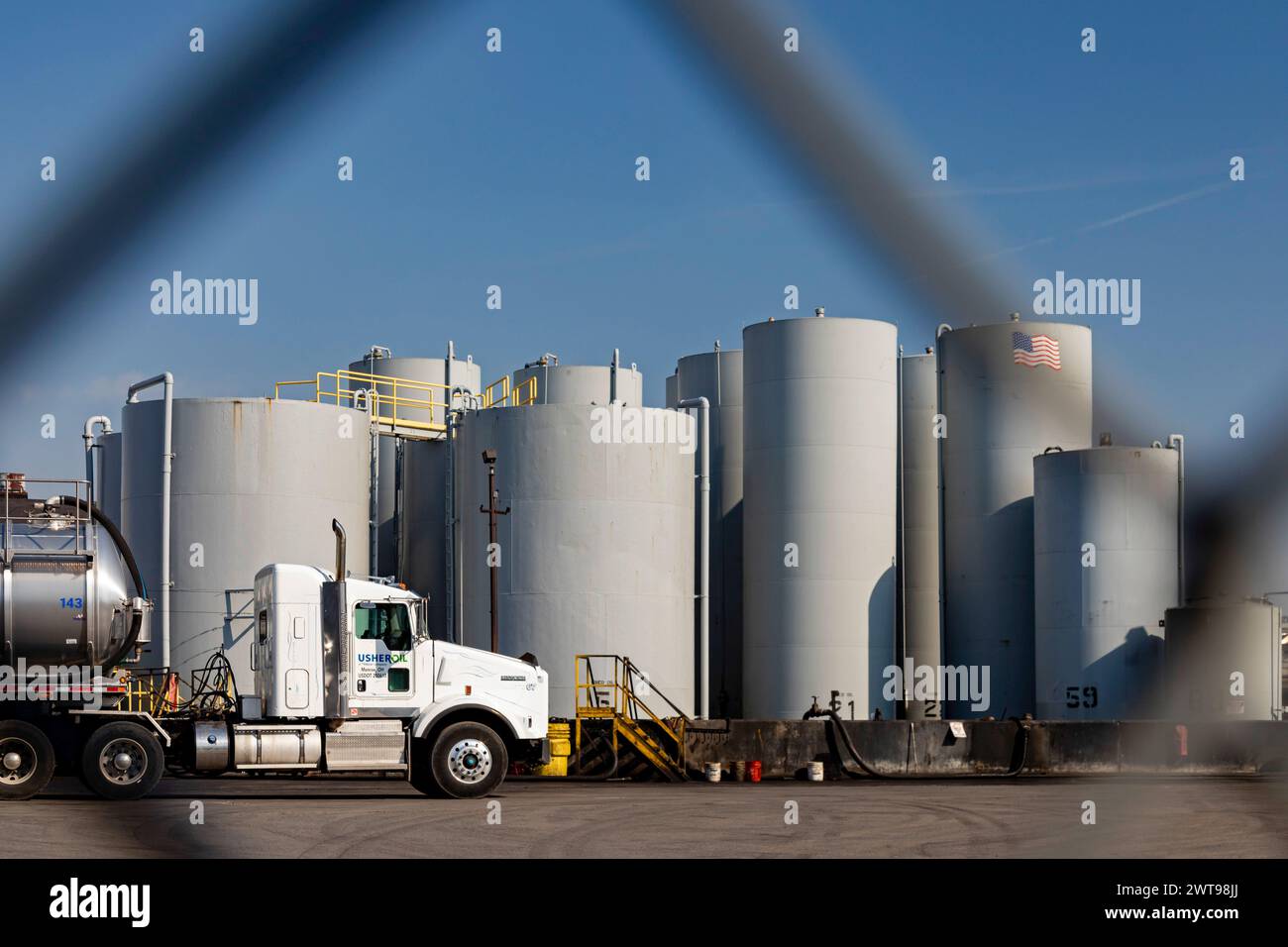 Detroit, Michigan - Usher Oil, che ricicla petrolio usato e acque reflue. Foto Stock