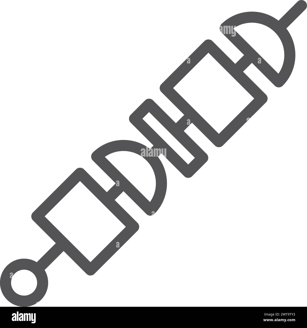 Icona Shish kebab. Grigliare la carne sul bastoncino Illustrazione Vettoriale