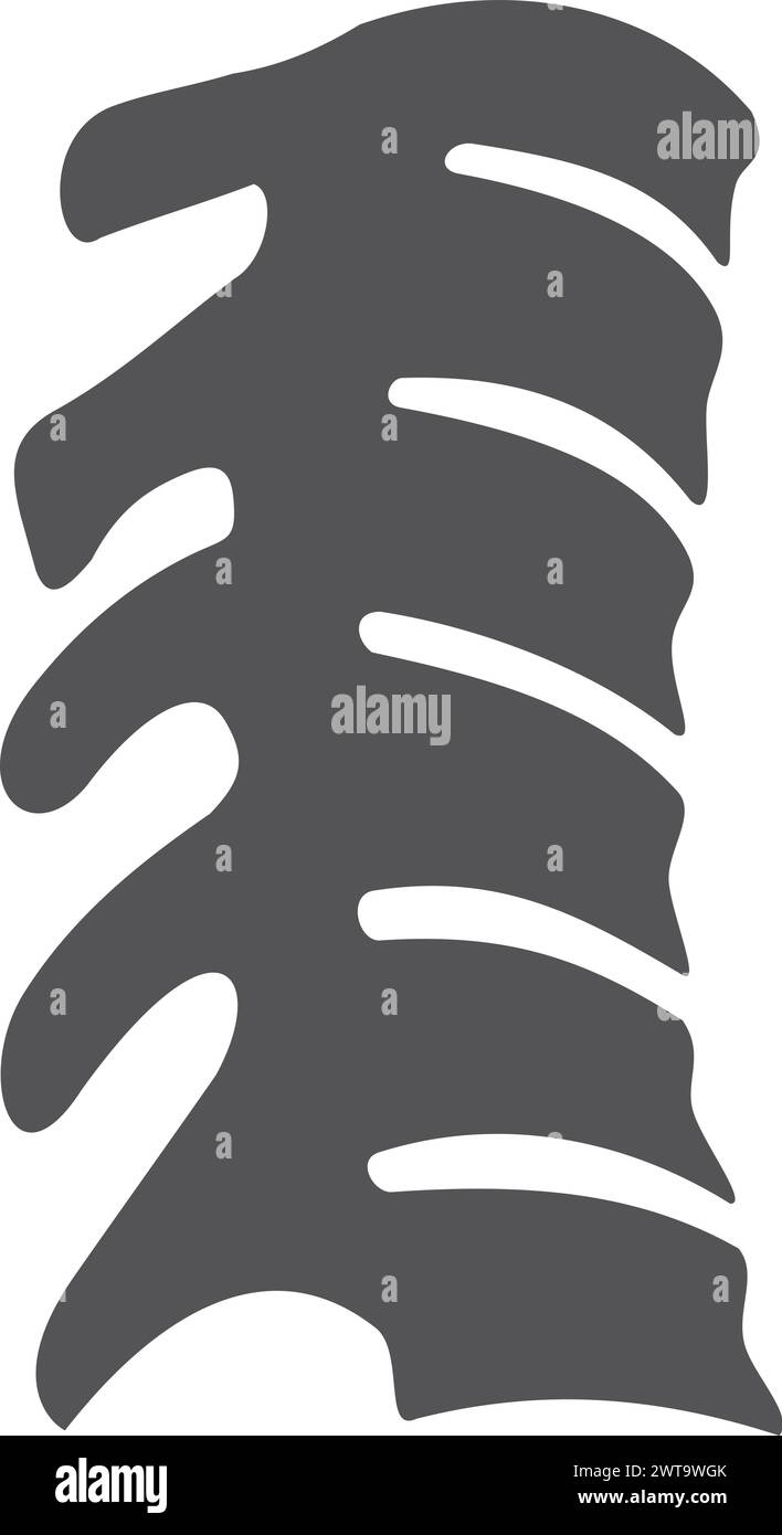 Icona dell'osso della colonna vertebrale umana. Simbolo nero ortopedico Illustrazione Vettoriale