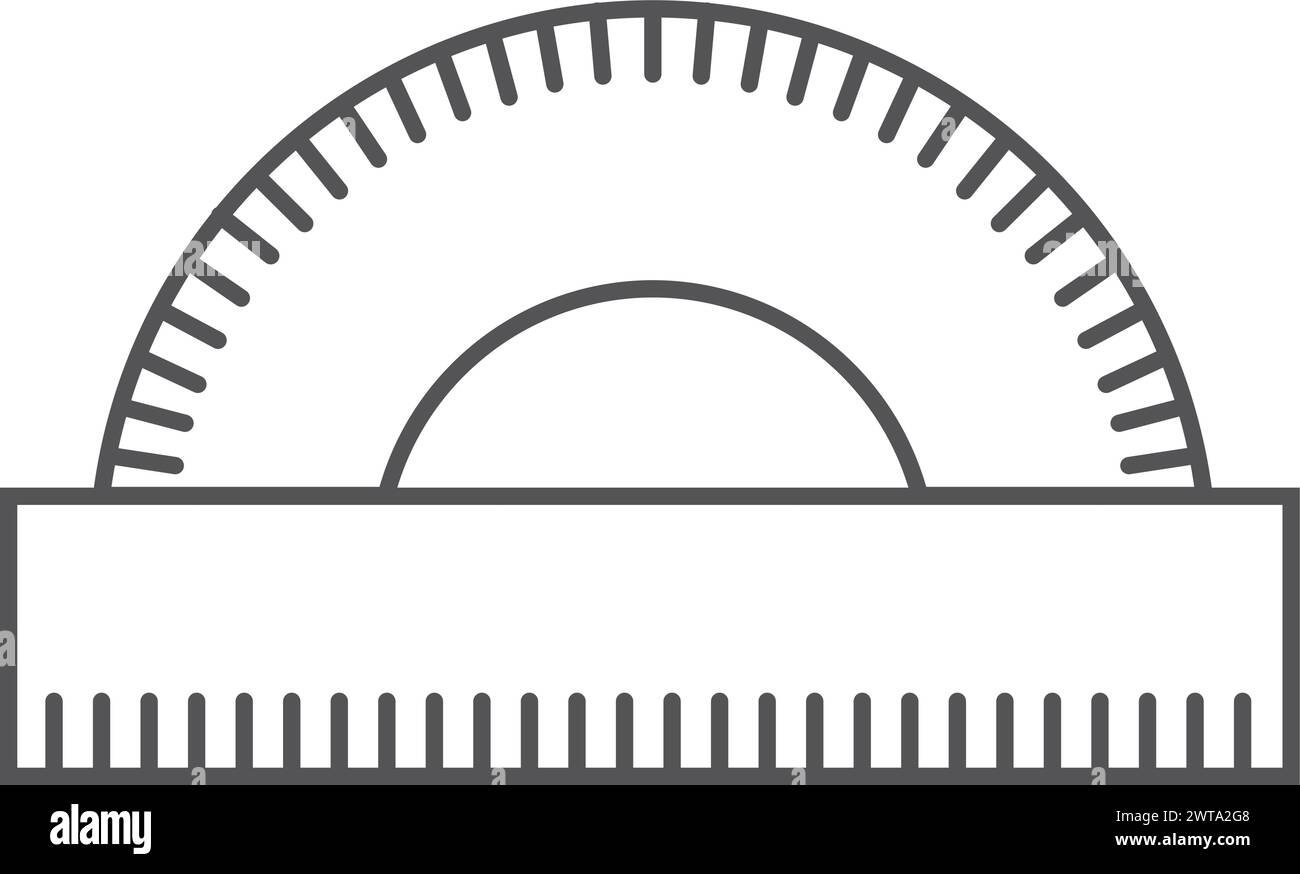 Icona linea goniometro. Simbolo di misurazione angolo geometria Illustrazione Vettoriale