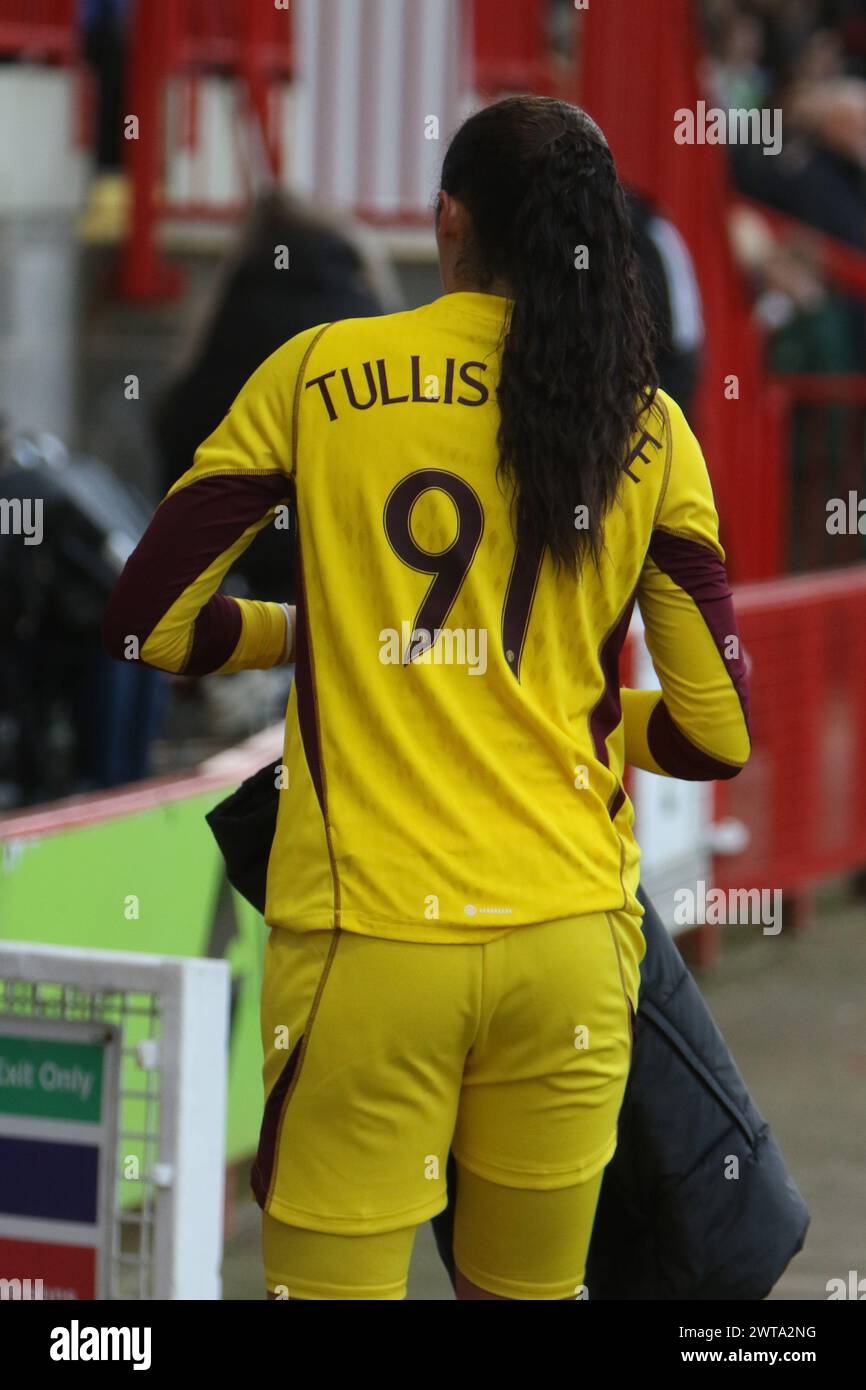 Phallon Tullis-Joyce portiere uomo Utd donne Brighton Hove Albion contro Manchester United donne Adobe Coppa fa femminile Broadfield Stadium, Crawley Town FC Foto Stock