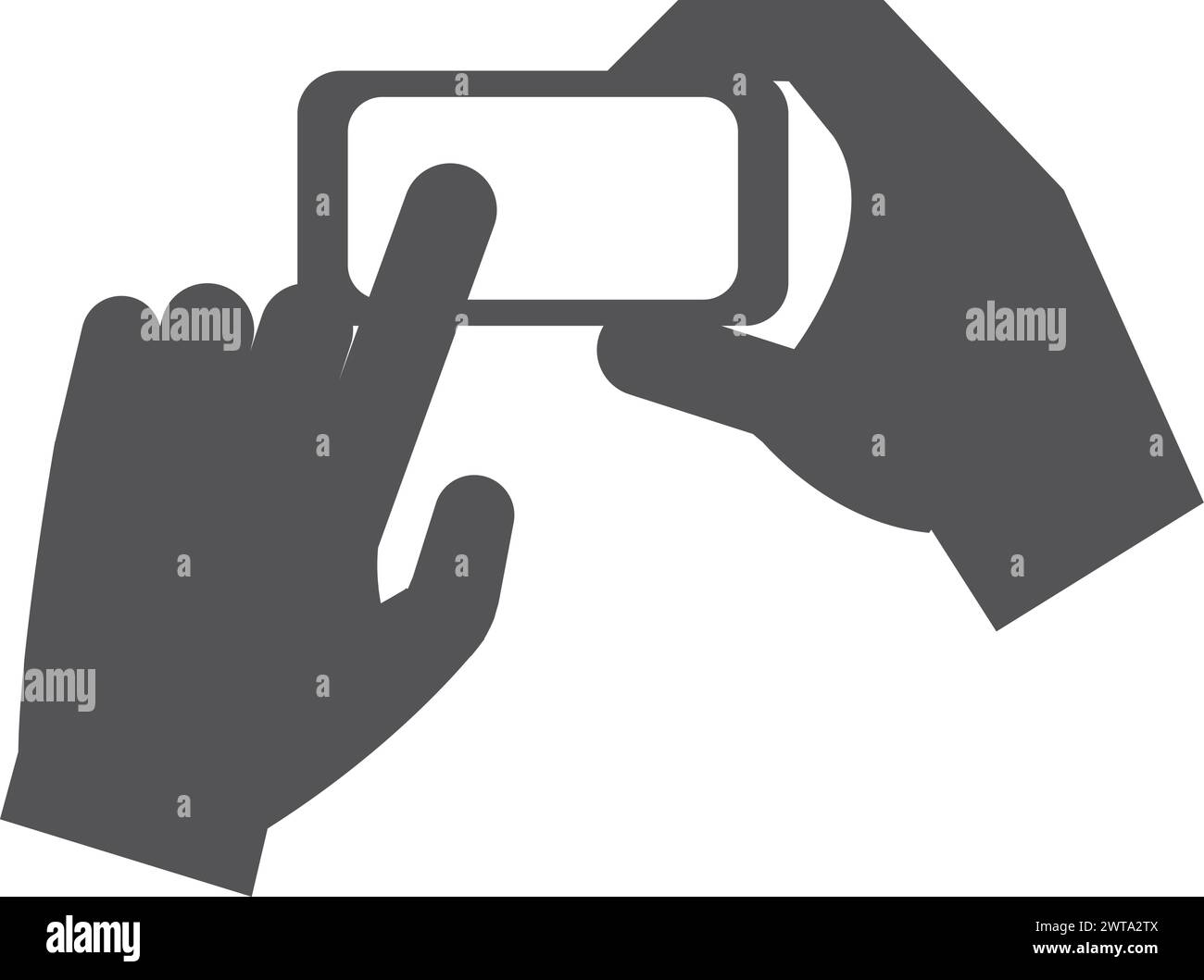 Touch screen del telefono con le dita. Mani in mano sullo smartphone Illustrazione Vettoriale
