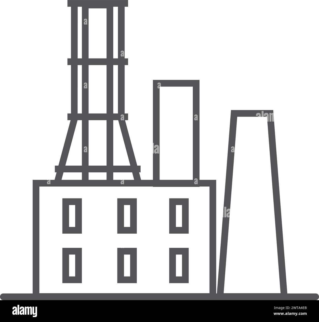 Icona dell'edilizia industriale. Produzione di inquinamento atmosferico urbano Illustrazione Vettoriale