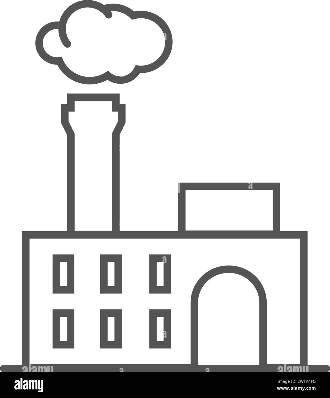 Icona di costruzione della produzione. Simbolo del settore dell'inquinamento atmosferico Illustrazione Vettoriale