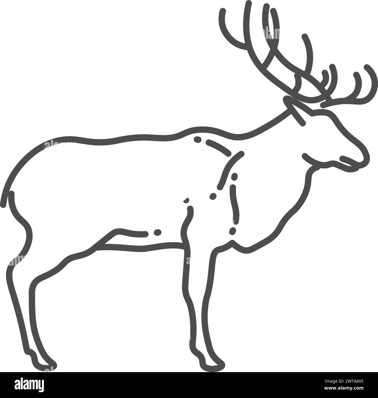 Icona linea cervo. Simbolo di animali selvatici della foresta Illustrazione Vettoriale