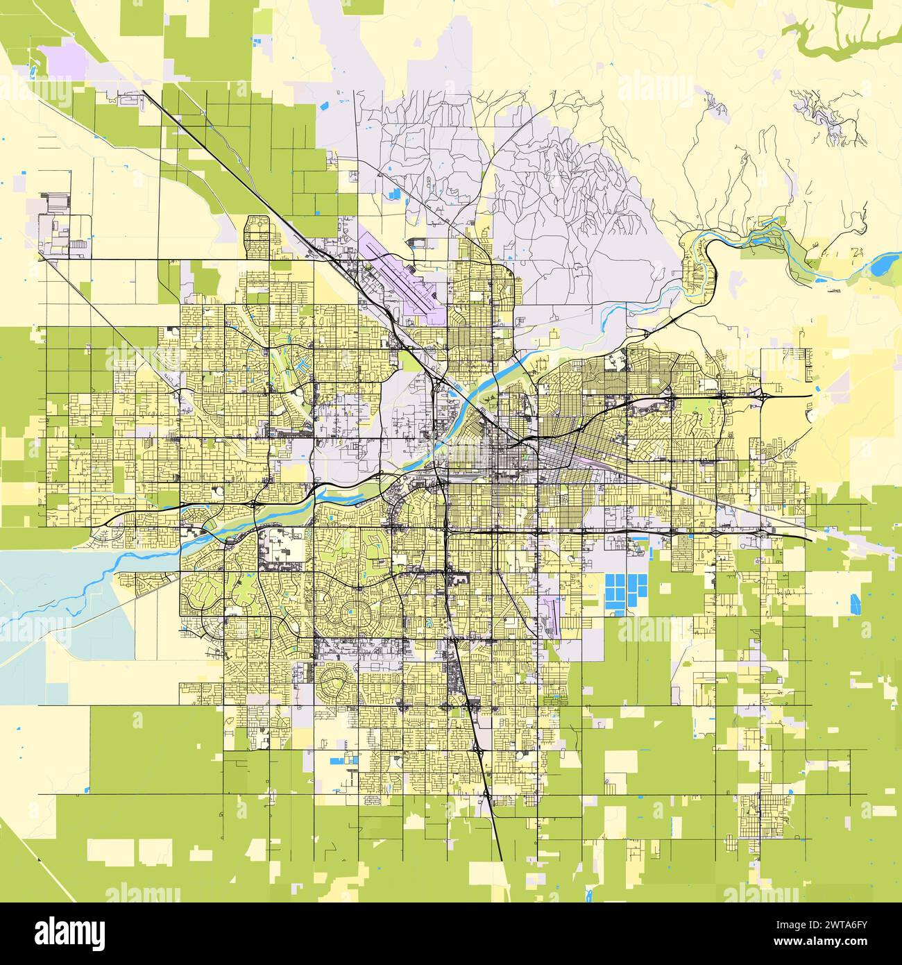 Mappa della città di Bakersfield, California, Stati Uniti Illustrazione Vettoriale