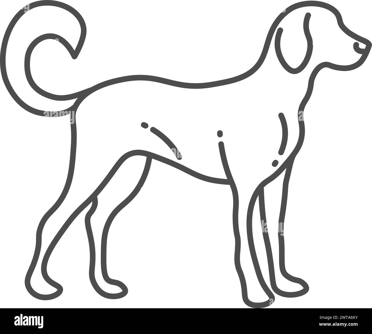 Icona della linea di cane. Animali domestici ammessi Illustrazione Vettoriale