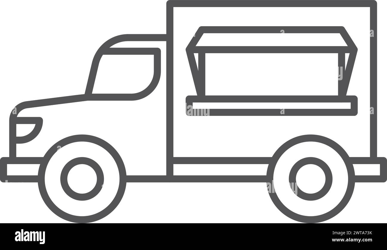 Icona della linea del carrello alimentare. Servizio ristorante veloce Illustrazione Vettoriale