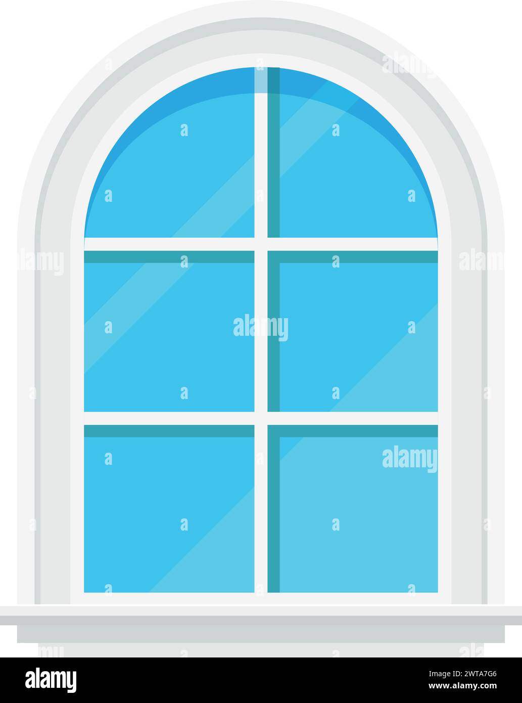 Telaio finestrino con vetro pulito. Elemento architettonico interno o esterno Illustrazione Vettoriale