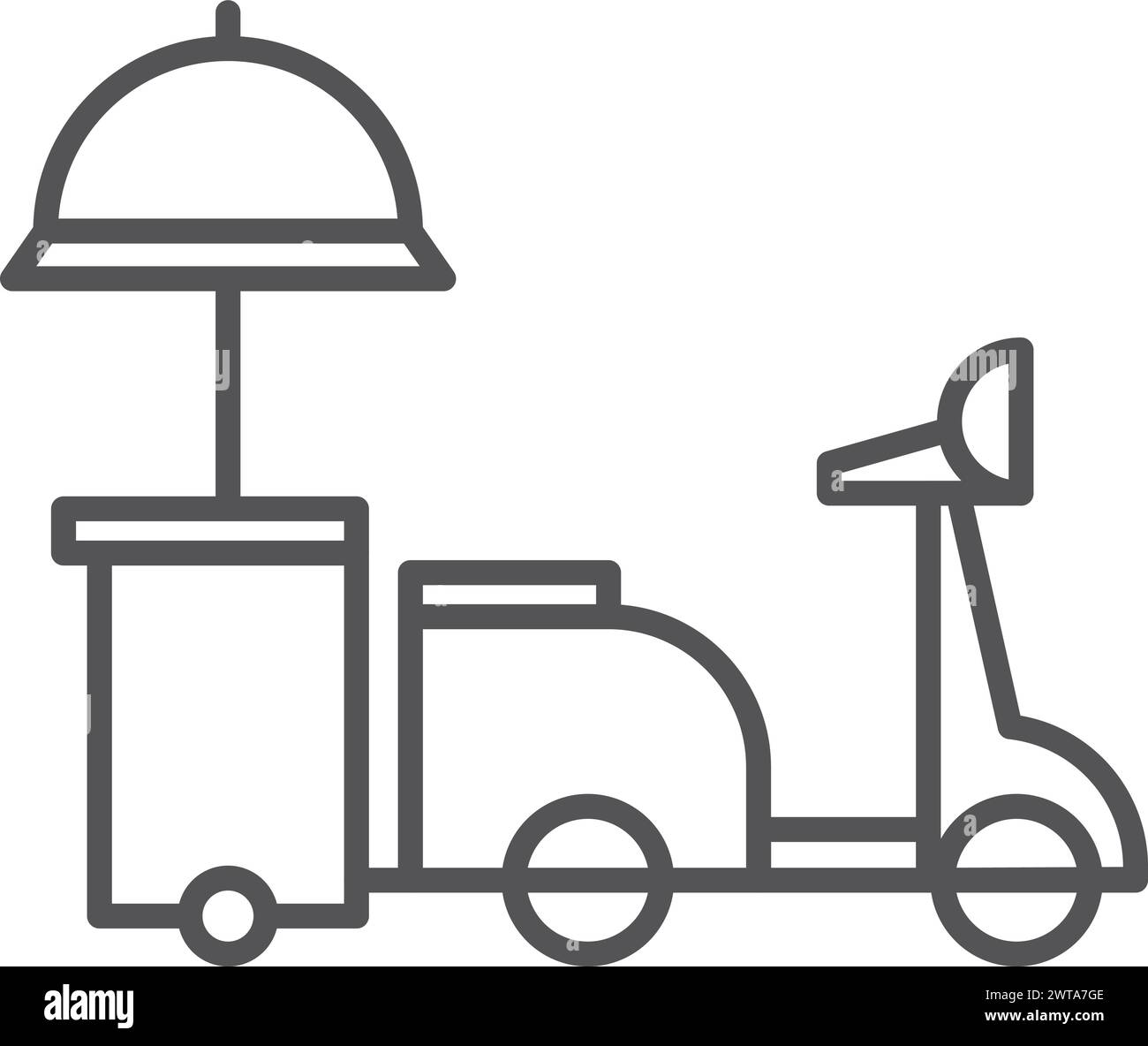 Icona della linea ciclistica Street food. Ruote di carico Illustrazione Vettoriale