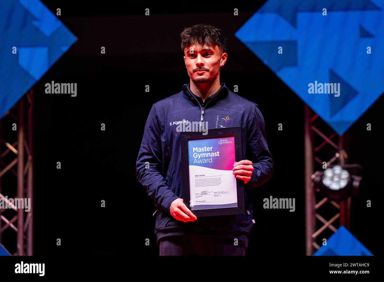 LIVERPOOL, REGNO UNITO. 16 marzo, 24. Jake Jarman ha vinto il Master Gymnast Award durante il 2024 Gymnastics British Championships alla M&S Bank Arena sabato 16 marzo 2024. LIVERPOOL, INGHILTERRA. Crediti: Taka G Wu/Alamy Live News Foto Stock