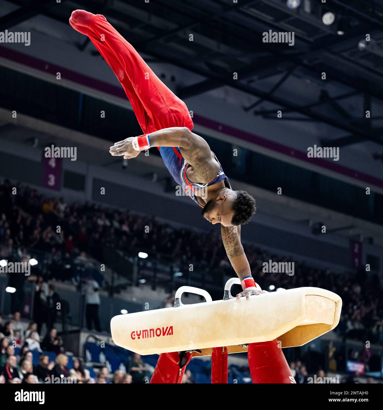 LIVERPOOL, REGNO UNITO. 16 marzo, 24. Courtney Tulloch gareggia nella Senior All-Around Competition maschile durante i Campionati britannici di ginnastica 2024 alla M&S Bank Arena il 16 marzo 2024. LIVERPOOL, INGHILTERRA. Crediti: Taka G Wu/Alamy Live News Foto Stock