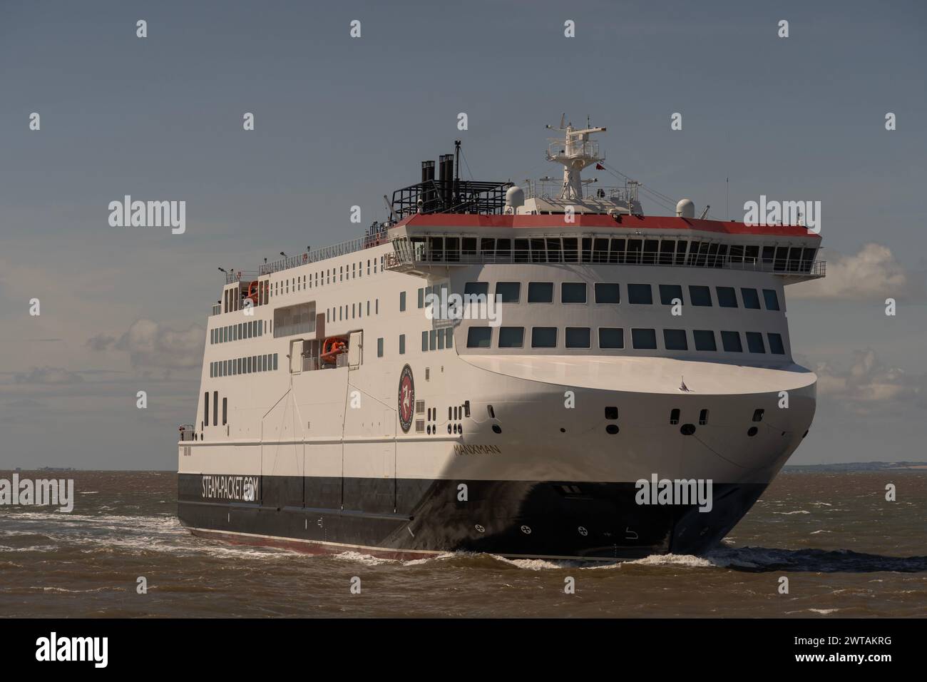 Nave Manxman della Isle of Man Steam Packet Company che arriva al porto di Heysham, Lancashire. Foto Stock