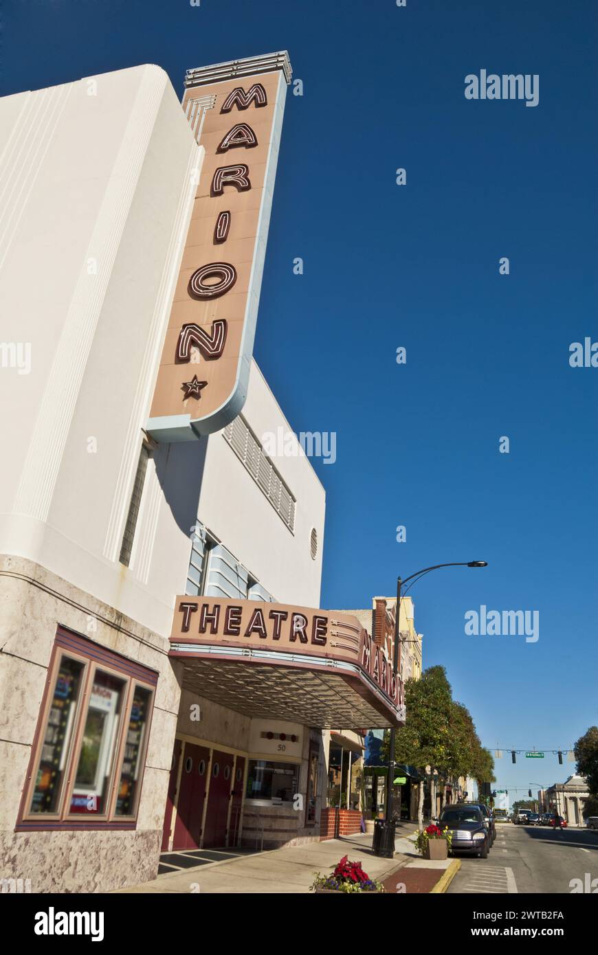 Storico Teatro Marion in Magnolia Street nella "capitale mondiale dei cavalli" - Ocala, Florida Foto Stock
