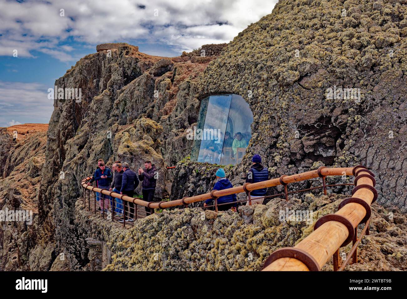 Punto panoramico del Mirador del Rio progettato dall'artista Cesar Manrique, Lanzarote, Isole Canarie, Isole Canarie, Spagna Foto Stock