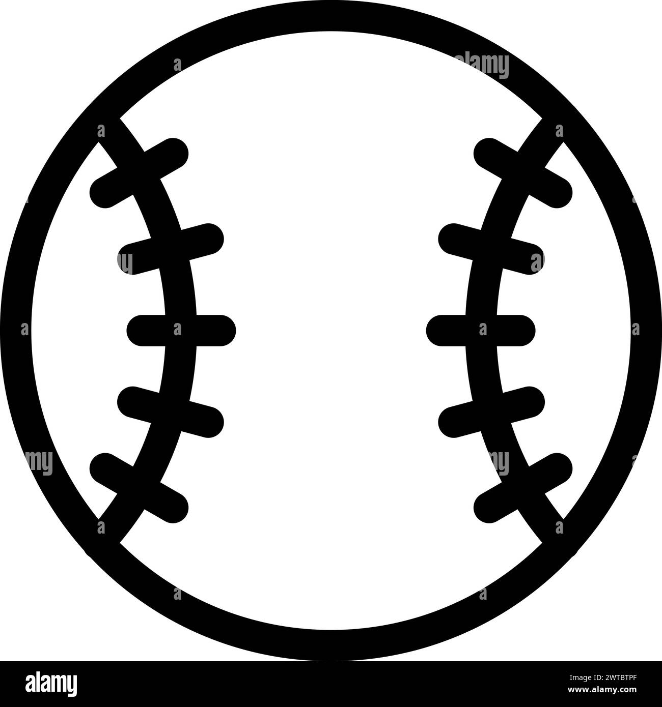 Icona della linea della palla da baseball. Simbolo del gioco sportivo Illustrazione Vettoriale