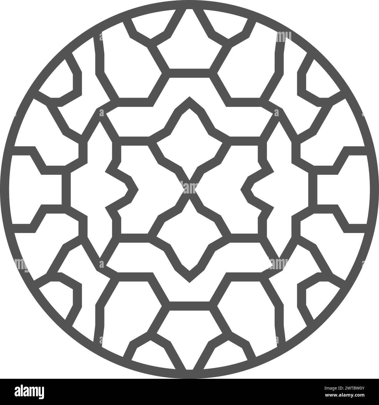 Emblema rotondo coreano. Logo in stile tradizionale asiatico ornamento Illustrazione Vettoriale
