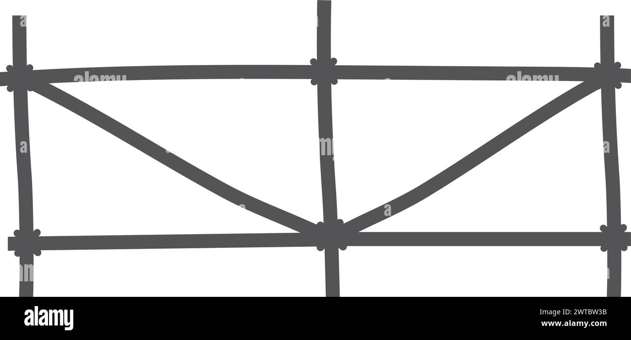 Icona recinzione nera. Sezione di confine all'aperto in campagna Illustrazione Vettoriale