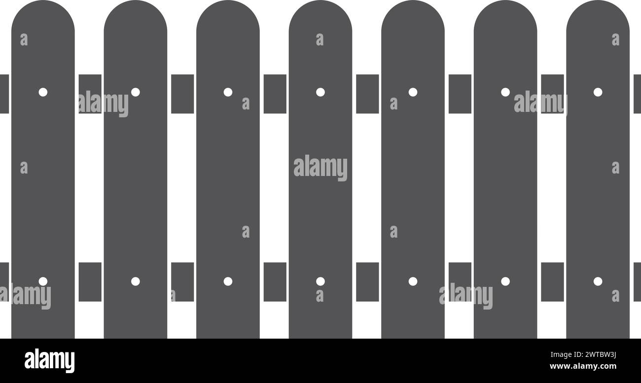 Recinzione rurale. Silhouette nera di barriera in legno Illustrazione Vettoriale