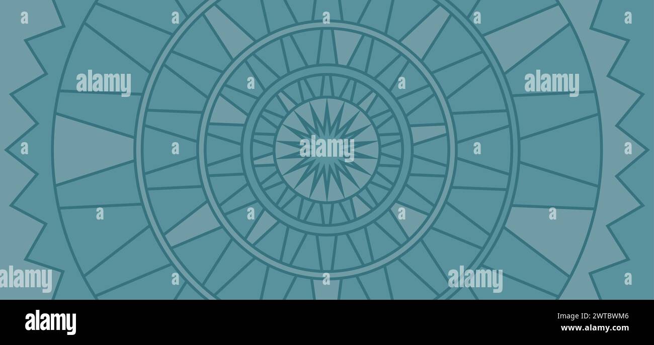 Sfondo decorativo con motivo radiale. Design geometrico blu Illustrazione Vettoriale