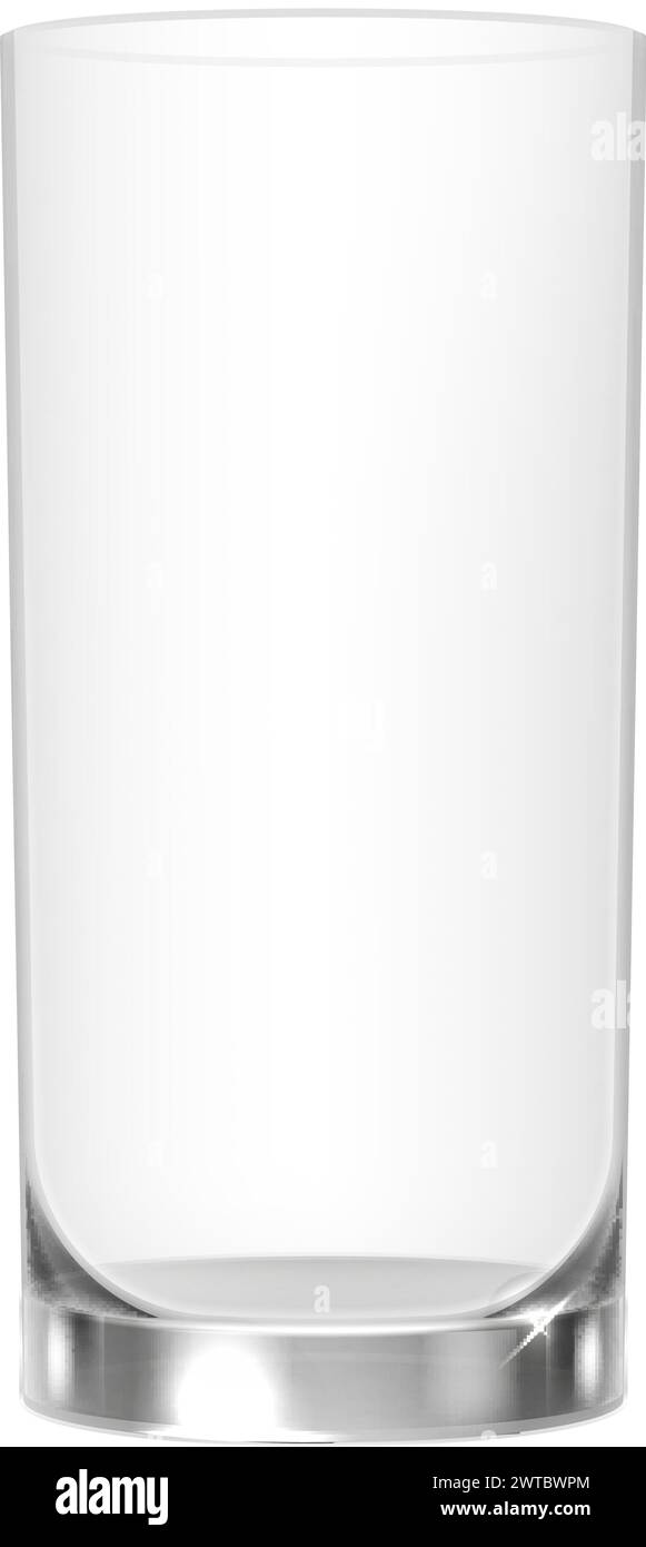 Bicchiere da bibita vuoto realistico e trasparente Illustrazione Vettoriale